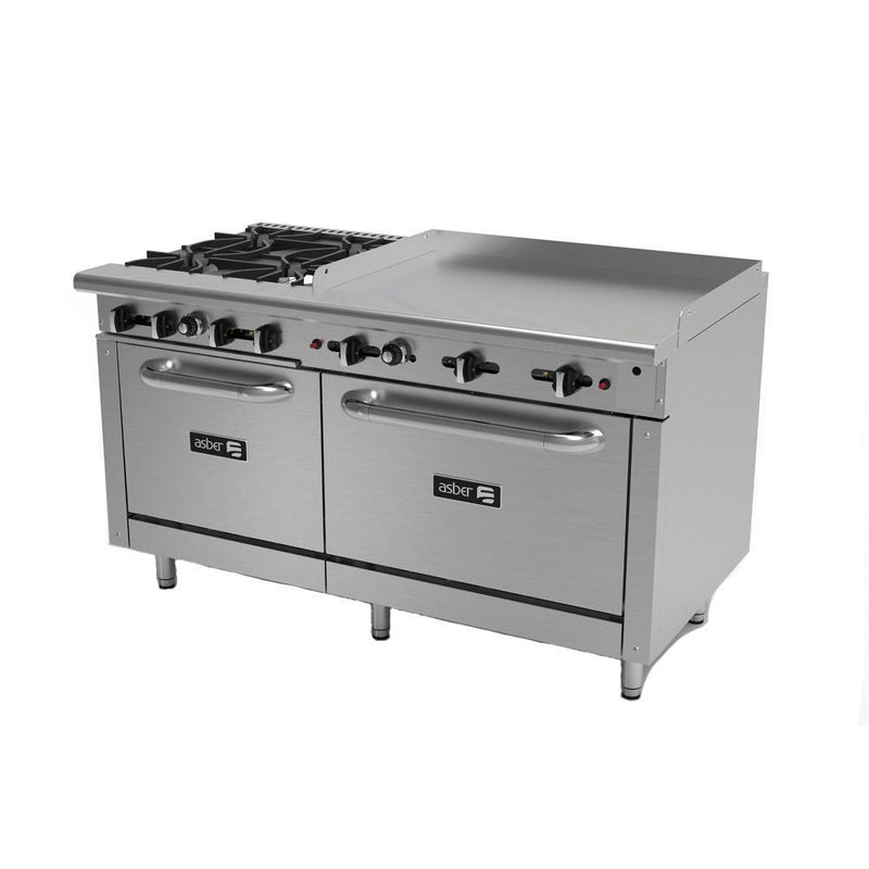 ASBER AEMR-2-G36-B4-60-H Estufa 4 Fuegos Abiertos + Plancha 36" Envío por Cobrar Estufas / Mixtos / Con y sin Horno ASBER