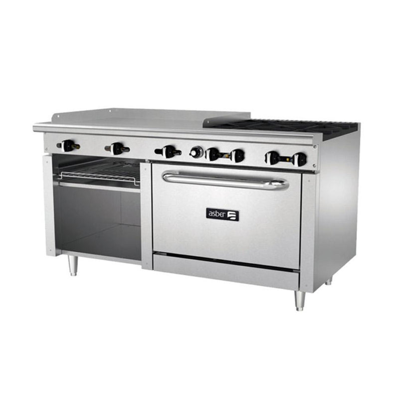 ASBER AEMR-G36-B4-60-H Estufa a Gas Acero Inoxidable 5ft3 Envío por Cobrar Estufas / Mixtos / Con y sin Horno ASBER