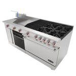 Estufa 4 Quemadores, Horno, Asador de 1 Pie, Plancha de 1.5 Pies, Freidora y Gratinador Drago UNIVERSAL STD