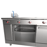 Estufa 4 Quemadores, Horno, Asador de 1 Pie, Plancha de 1.5 Pies, Freidora y Gratinador Drago UNIVERSAL STD