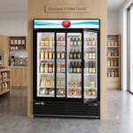Refrigerador Vertical Vinil Negro 2 Puertas Cristal Deslizables 47 Pies Asber ARMD-47-SD HC