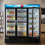 Refrigerador Vertical Vinil Negro 3 Puertas Cristal 72 Pies Asber ARMD-72 HC