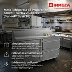 Mesa Refrigerada Para Preparación Ensaladas Premium 1 Puerta 2 Cajones Acero Inox 16.7 Pies Asber APTS-48-12-D2 P HC