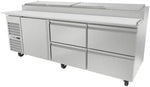 Mesa Refrigerada Para Pizzas Premium 1 Puerta 4 Cajones Acero Inox 30.2 Pies Asber APTP-93-D4 P HC