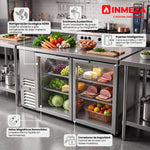 Refrigerador Contrabarra Acero Inox 2 Puertas Cristal Deslizables 15.3 Pies Asber ABBC-24-60-SG-SD HC