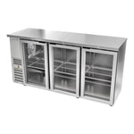 Refrigerador Contrabarra Acero Inox 3 Puertas Cristal Deslizables 18.3 Pies Asber ABBC-24-72-SG-SD HC