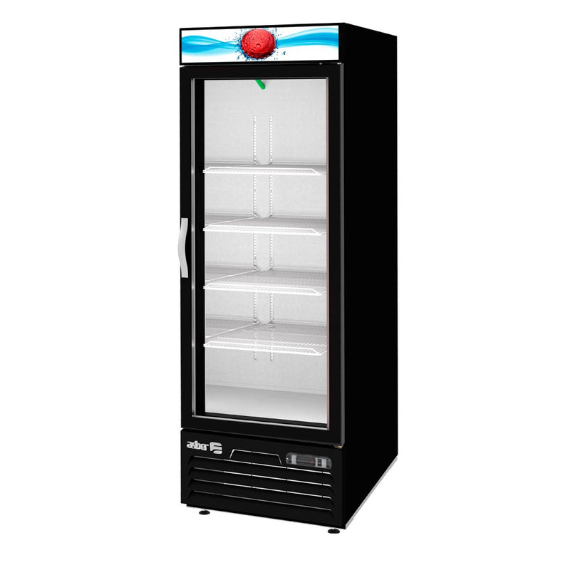 Refrigerador Vertical Vinil Negro 1 Puerta Cristal 23 Pies Asber ARMD-23 HC