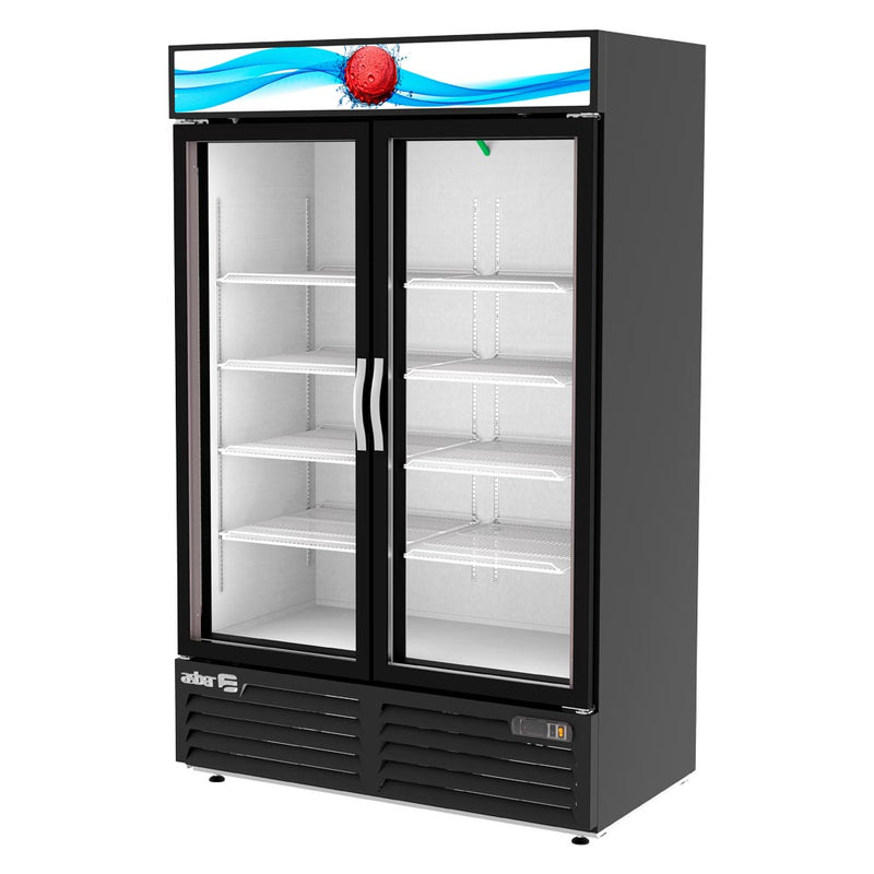 Refrigerador Vertical Vinil Negro 2 Puertas Cristal 37 Pies Asber ARMD-37 HC