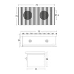 INMEZA 2QFi Parrilla Frontal Línea Comercial 2 Quemadores 70 x 35 cm Parrillas a Gas INMEZA