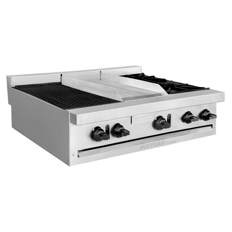 Mayora EM3/1A+1P+1Q Estufa Modular Triple 1 Sección de Asador, 1 Sección de Plancha, 1 Sección de Quemadores