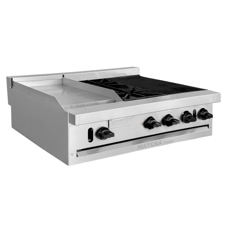Mayora EM3/1P+1Q+1A Estufa Modular Triple 1 Sección de Plancha, 1 Sección de Quemadores, 1 Sección de Asador