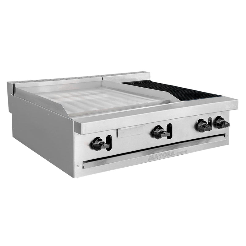 Mayora EM3/2P+1A Estufa Modular Triple 2 Secciones de Plancha, 1 Seccion de Asador