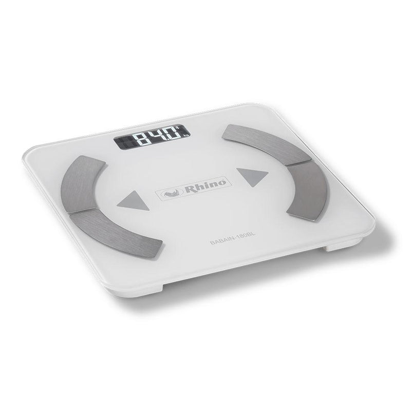 Rhino BABAIN-180BL Báscula Baño Cristal Templado Bluetooth Blanco 180 kg Básculas Rhino