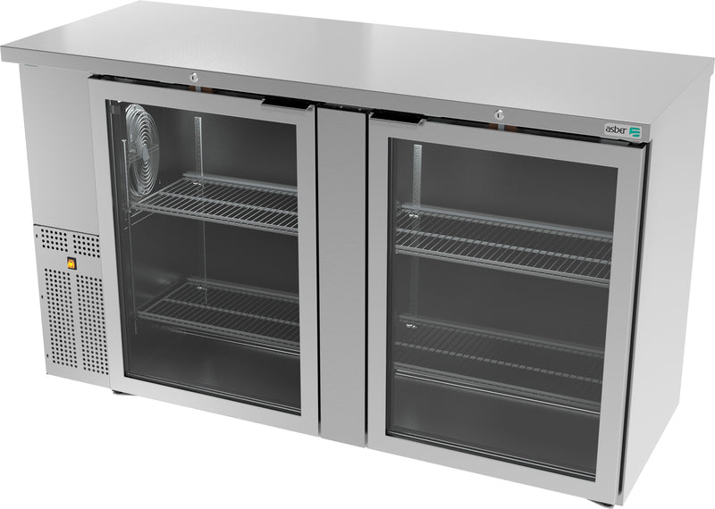 Refrigerador Contrabarra Acero Inox 2 Puertas Cristal 15.3 Pies Asber ABBC-24-60-SG HC
