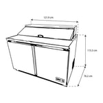 Mesa Refrigerada Para Preparación Ensaladas 2 Puertas Acero Inox 13.3 Pies Asber APTS-48-12 HC