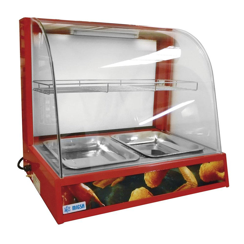 Vitrina Caliente Vidrio Curbo Sobre Mostrador 1 Kw 110V Migsa BN-660R