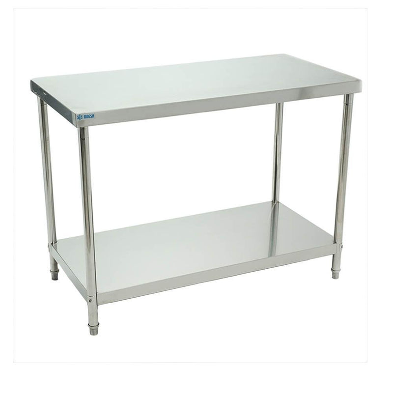 Mesa De Trabajo Tipo Isla Con Entrepaño 1.20 Mt Migsa BN-W03/120