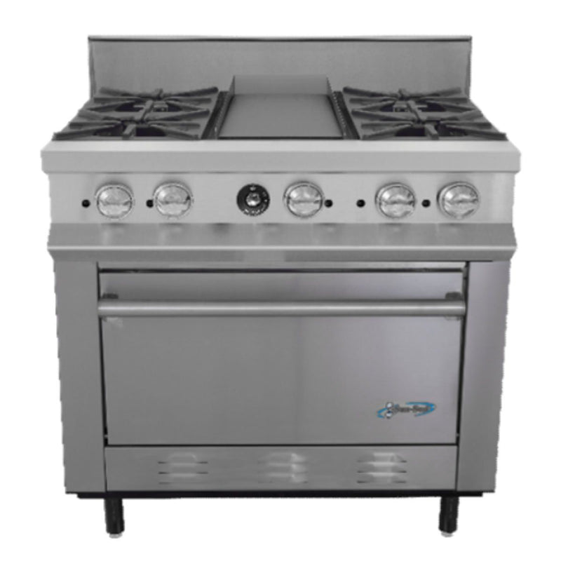 Estufa a Gas 4 Quemadores, Plancha, Horno San-Son SSE4QP