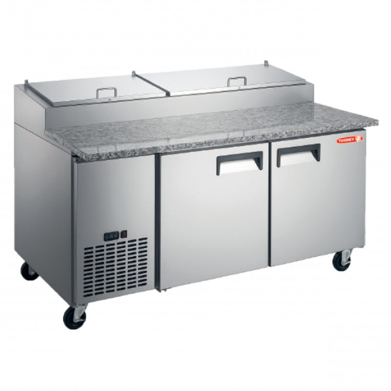Mesa Refrigerada Preparación Pizza 2 Puertas Acero Inox + Plus 547L Torrey  MFP-67 2P