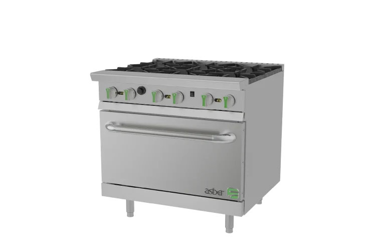 Estufa con Horno Convector - Emerald Line a Gas LP 6 Quemadores Asber AER 6 36 C EM LPG