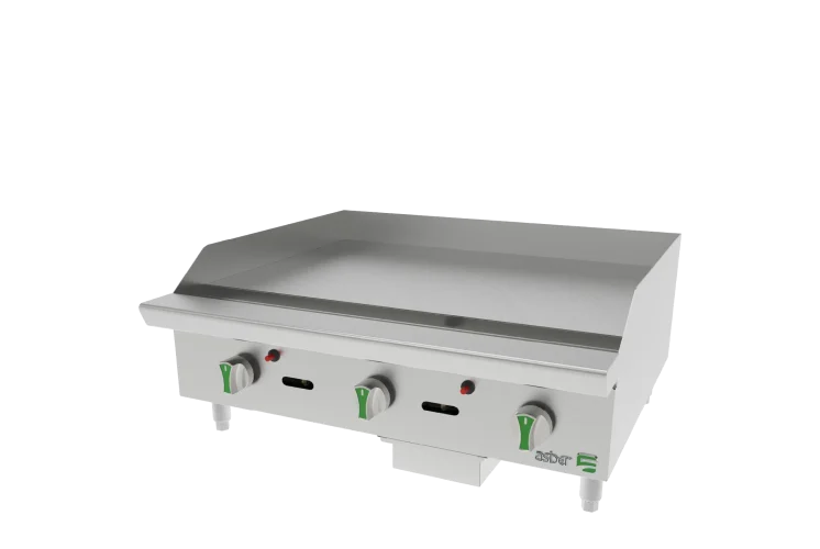 Plancha Termostatica - Emerald Line a Gas Natural 3 Quemadores Asber AETG 36 EM NG