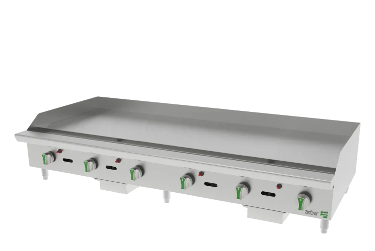 Plancha Termostatica - Emerald Line a Gas LP 6 Quemadores Asber AETG 72 EM LPG