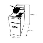Freidora A Gas 1 Tina 3 Quemadores Acero Inoxidable Asber AEF-4050-S-E