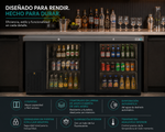 Refrigerador Contrabarra Vinil Negro 2 Puertas Cristal 23.3 Pies Asber ABBC-68G HC
