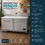 Mesa Refrigerada Para Preparación Pizza 2 Puertas Acero Inox 16.8 Pies Asber APTP-60 HC