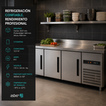 Mesas de Trabajo Congelador 3 Puertas Acero Inox 13.9 Pies Asber ASTF-79 HC