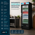Refrigerador Vertical Vinil Negro 1 Puerta Cristal 23 Pies Asber ARMD-23 HC