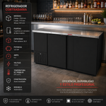 Refrigerador Contrabarra Vinil Negro 2 Puertas 23.3 Pies Asber ABBC-68 HC