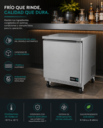 Mesa Congelador Bajo Barra 1 Puerta Acero Inox 6.9 Pies Asber AUTF-27 HC