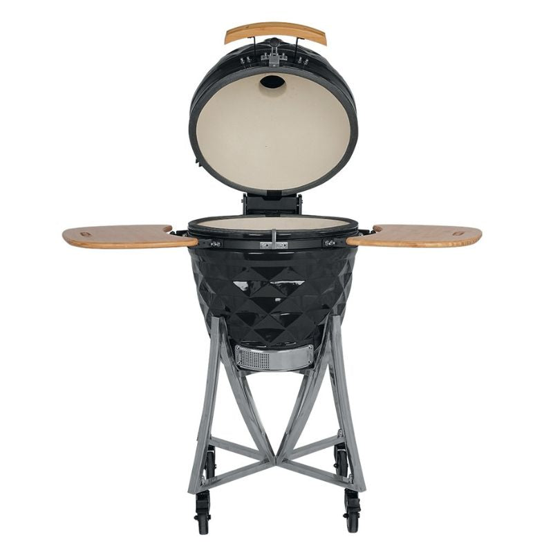 Horno Kamado Cerámica Multifuncional Acabado Diamante 26" Negro Torrey HKC-26N