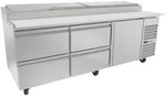 Mesa Refrigerada Para Pizzas Premium 1 Puerta 4 Cajones Acero Inox 30.2 Pies Asber APTP-93-D4 P HC
