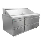 Mesa Refrigerada Para Preparación Ensaladas Premium 6 Cajones Acero Inox 25.4 Pies Asber APTS-72-18-D6 P HC
