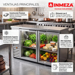 Refrigerador Contrabarra Acero Inox 2 Puertas Cristal Deslizables 11.3 Pies Asber ABBC-24-48-SG SD HC