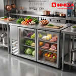 Refrigerador Contrabarra Acero Inox 2 Puertas Cristal Deslizables 15.3 Pies Asber ABBC-24-60-SG-SD HC
