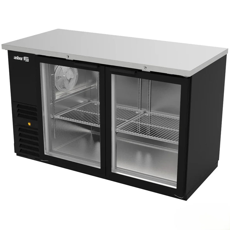 Refrigerador Contrabarra Vinil Negro 2 Puertas Cristal Deslizables 11.3 Pies Asber ABBC-24-48-G SD HC