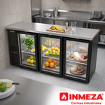 Refrigerador Contrabarra Vinil Negro 3 Puertas Cristal Deslizables 18.3 Pies Asber ABBC-24-72-G SD HC