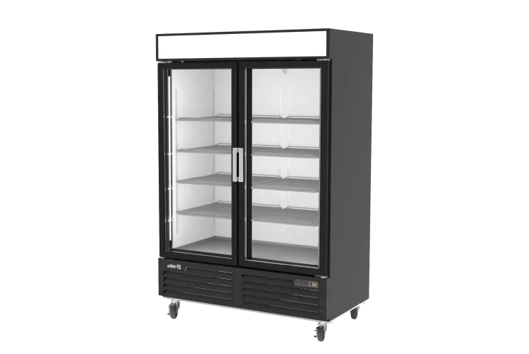 Refrigerador Vertical Vinil Negro 2 Puertas Cristal 49 Pies Asber ARMD-49 HC