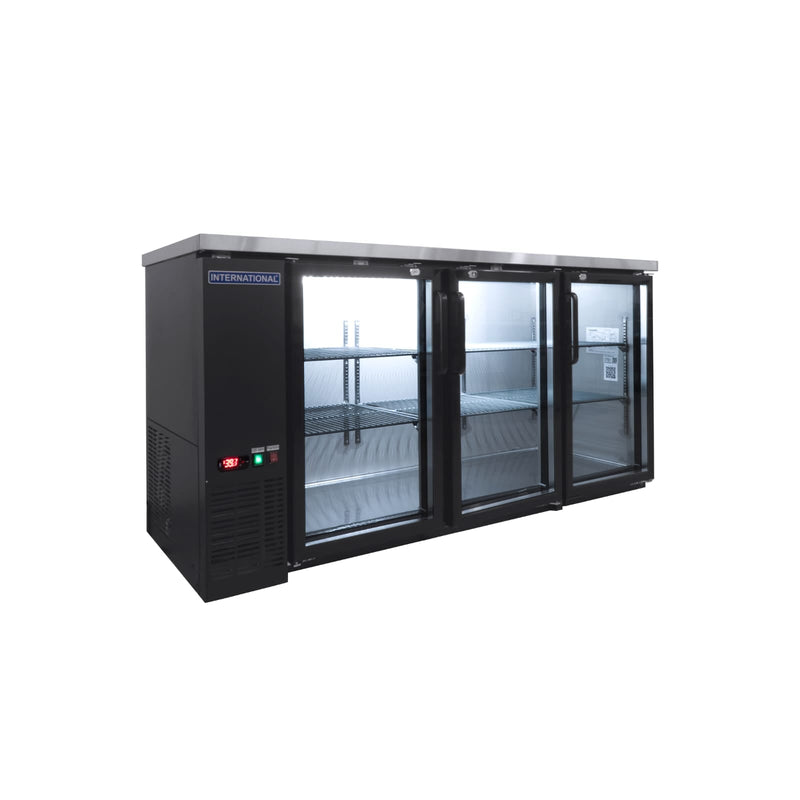 Enfriador Barra Trasera 3 Puertas de Vidrio 19 PIES INTERNATIONAL INT/BBC-3PV-AI