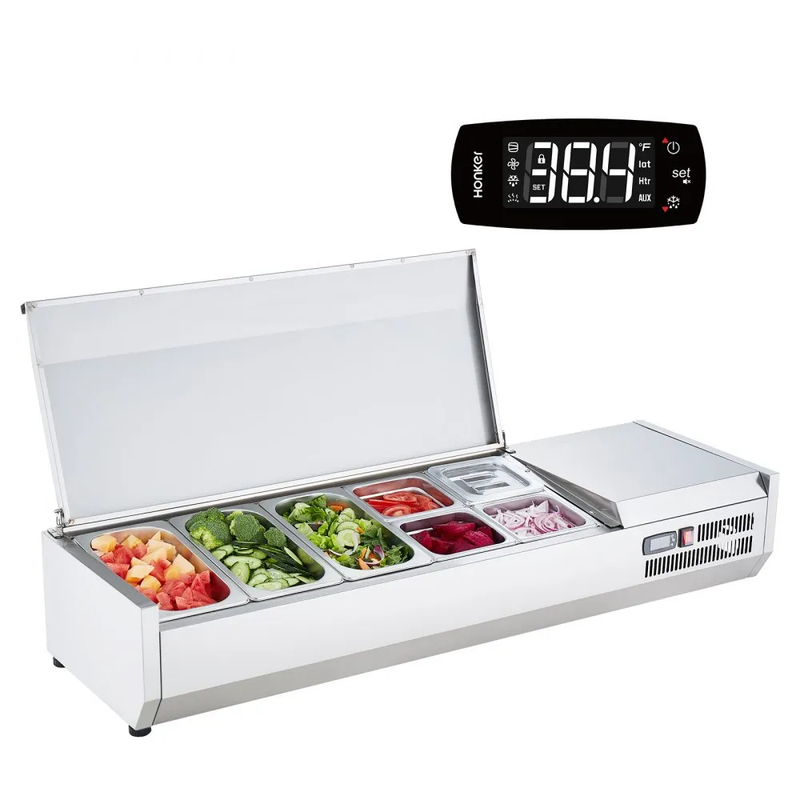 Vitrina Refrigerada Para Ensaladas Y Pizzas Sobre Mesa 140W 115V VEVOR E55TW-G