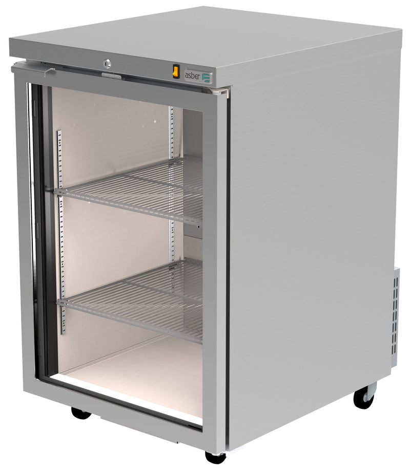 Asber ABBC-23-SG HC Refrigerador Contrabarra Acero Inoxidable 1 puerta de Cristal 8.9 Pies3 Envio Cobrar