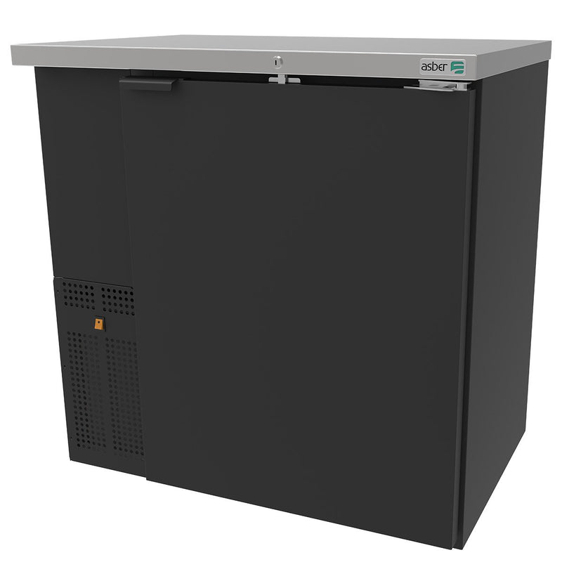 Asber ABBC-24-36 HC Refrigerador de Contrabarra en Vinil Negro Puerta Solida Envío por Cobrar