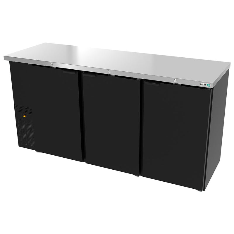 Asber ABBC-24-72 HC Refrigerador de Contrabarra en Vinyl Negro 3 Puertas Solidas Envío por Cobrar