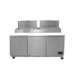 Mesa Refrigerada Para Preparación Pizza 3 Puertas Acero Inox 20.6 Pies Asber APTP-72 HC