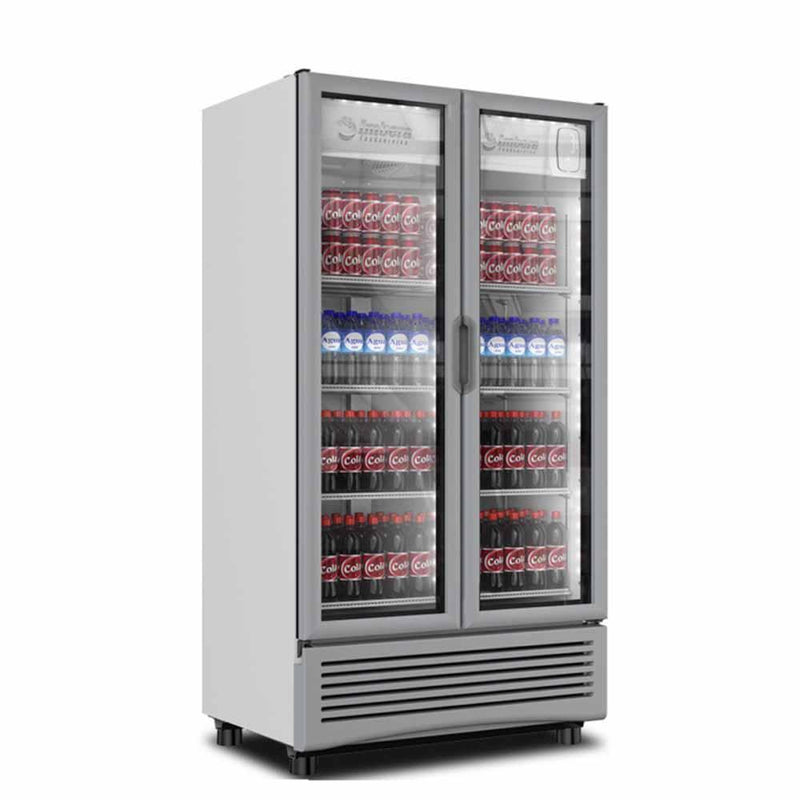 Imbera VRD26 1023540 Refrigerador Vertical 2 Puertas Cristal Luz Led 115V. 3/8 HP Envio por cobrar